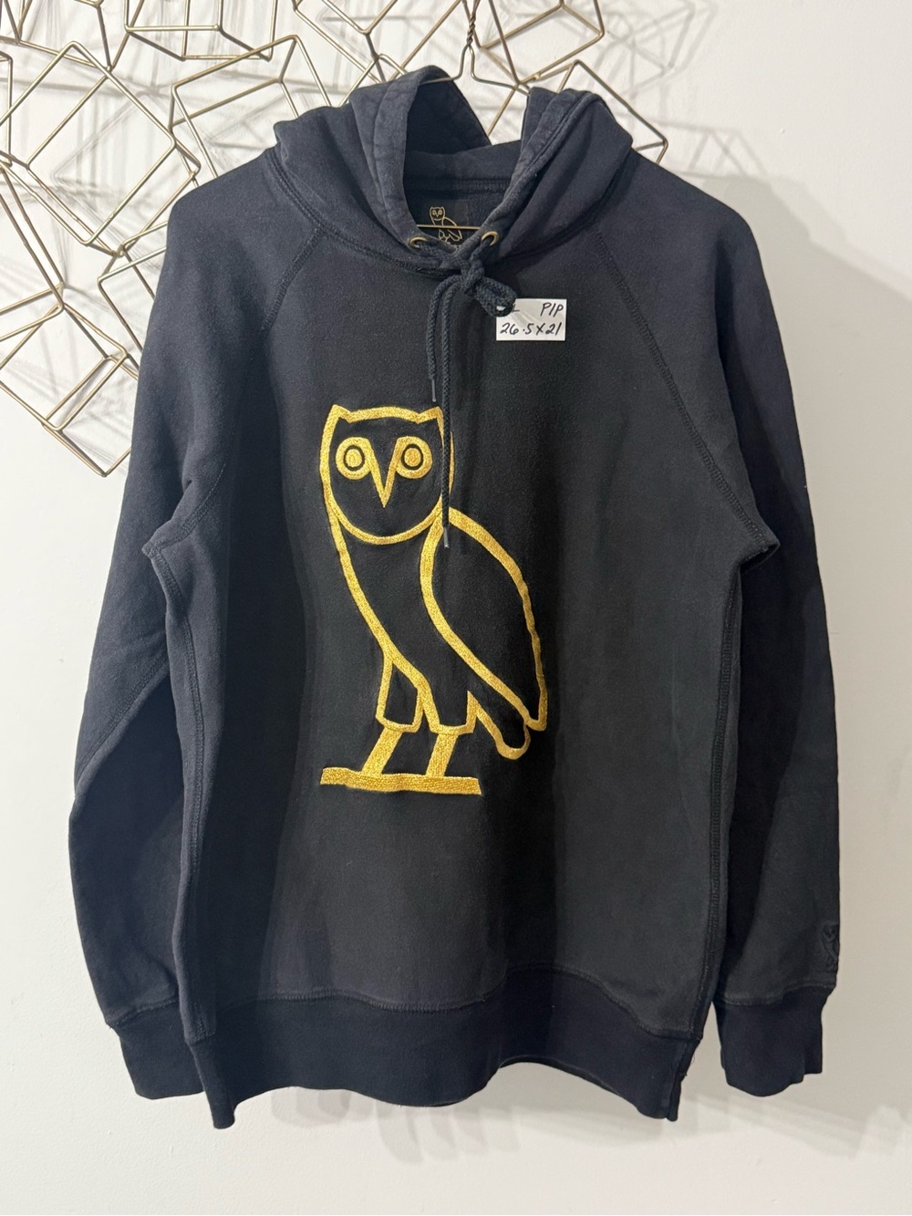 Black Men's Hoodie with Gold Owl Logo